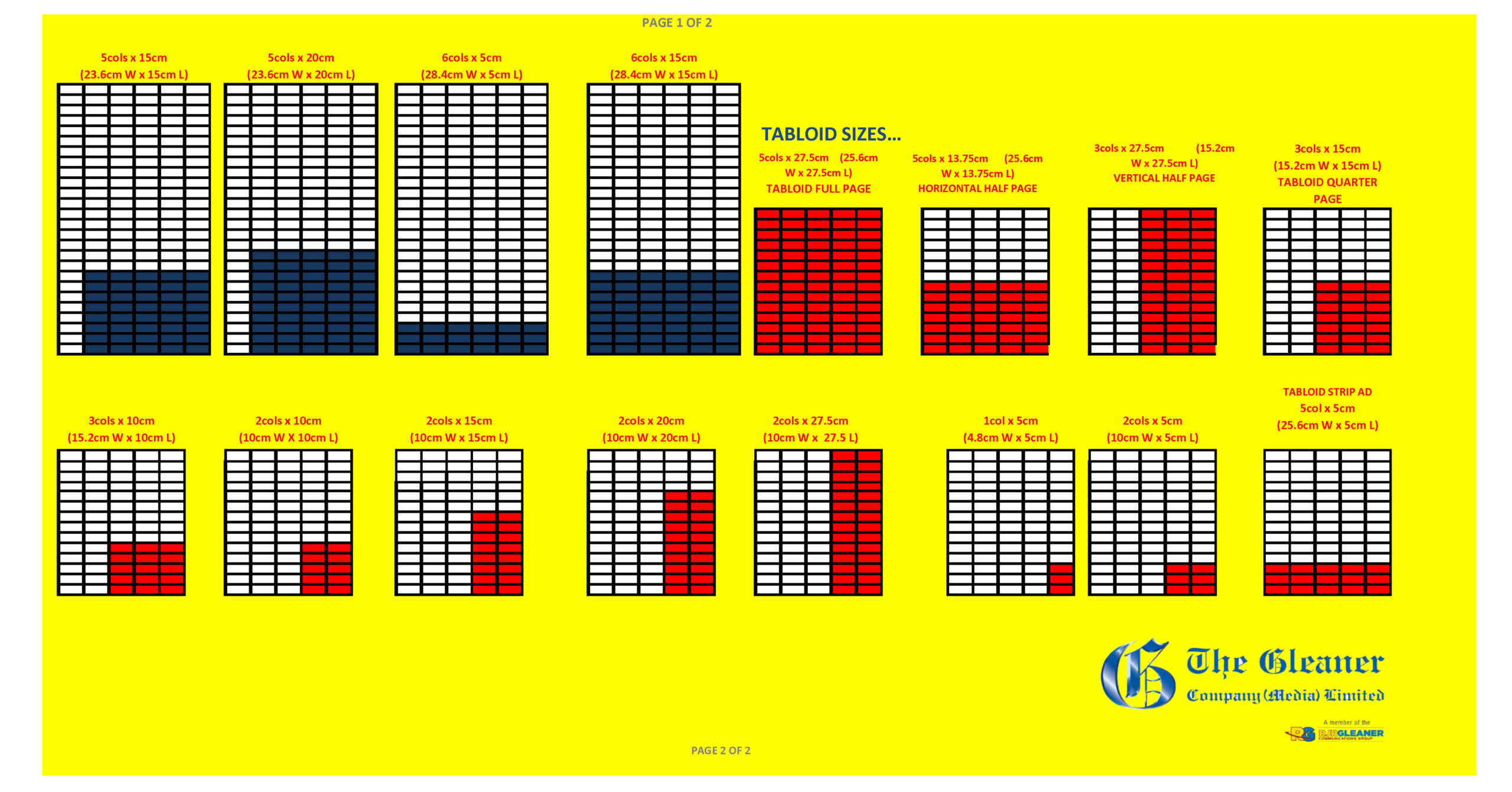 The Gleaner And Star News Paper Ad Sizes And Column Size How To Jamaica