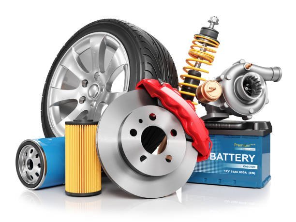 Car wheel, brake disc, filters, battery and suspension parts