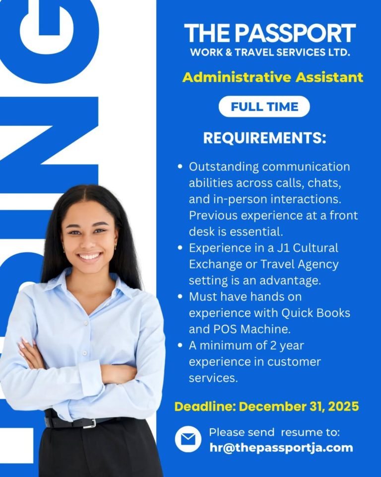 Administrative Assistant (Full-Time) – The Passport Work & Travel Services Ltd.