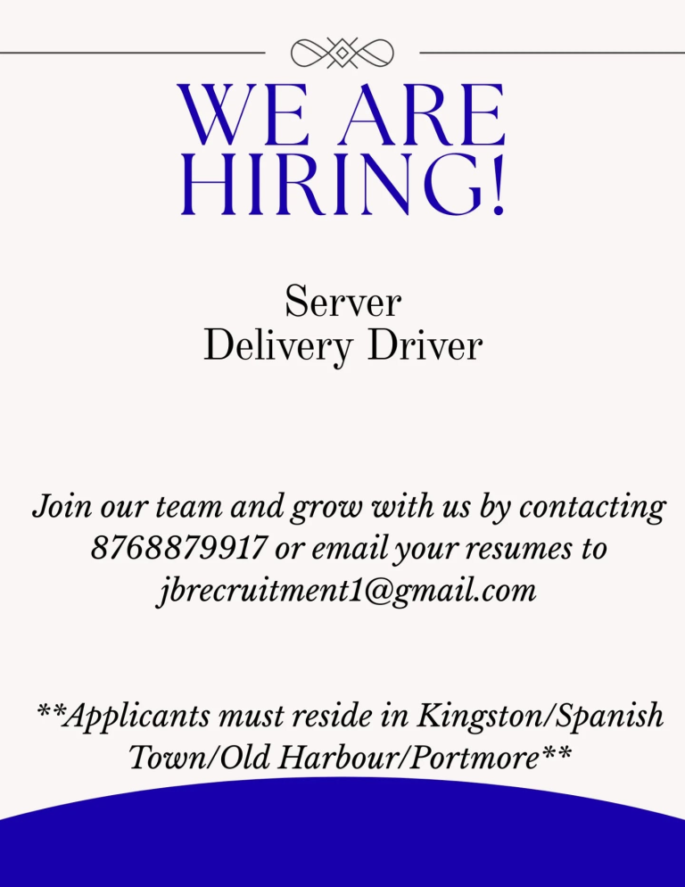 Now Hiring Server & Delivery Driver – Kingston & Surrounding Areas