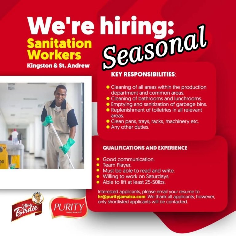 Seasonal Sanitation Workers Wanted – Kingston & St. Andrew