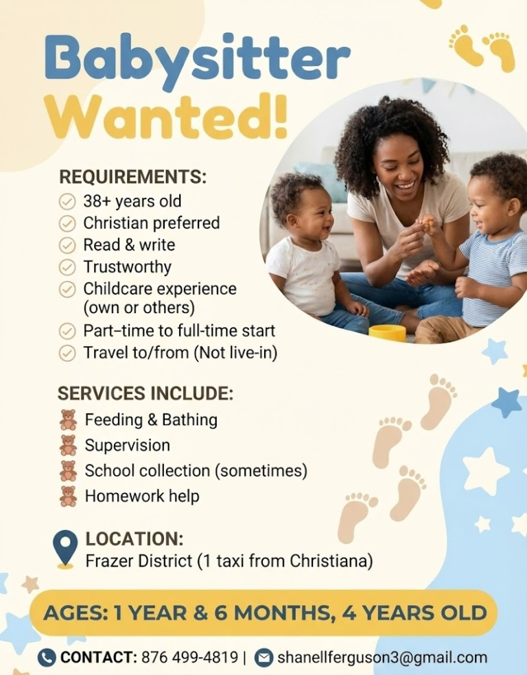 Babysitter Wanted – Frazer District (Near Christiana)