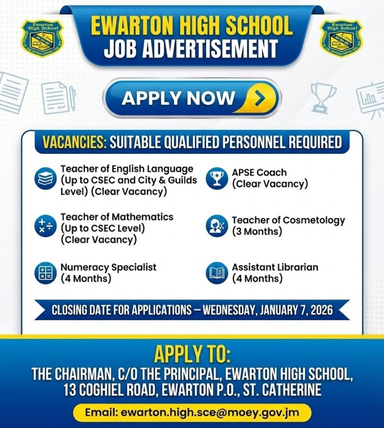 Ewarton High School Job Advertisement – Multiple Vacancies