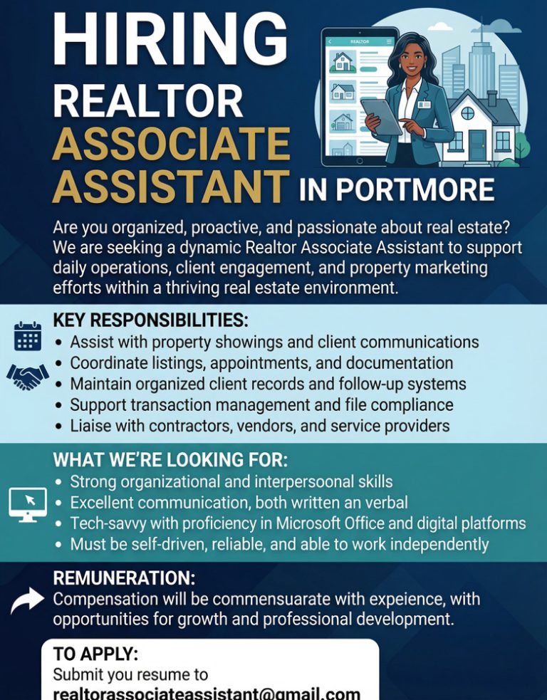 Property & Client Support Assistant – Portmore