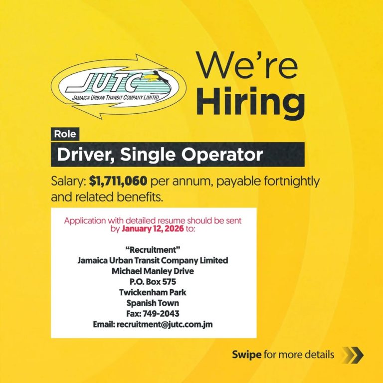 JUTC Hiring Drivers – Single Operator (SOP)