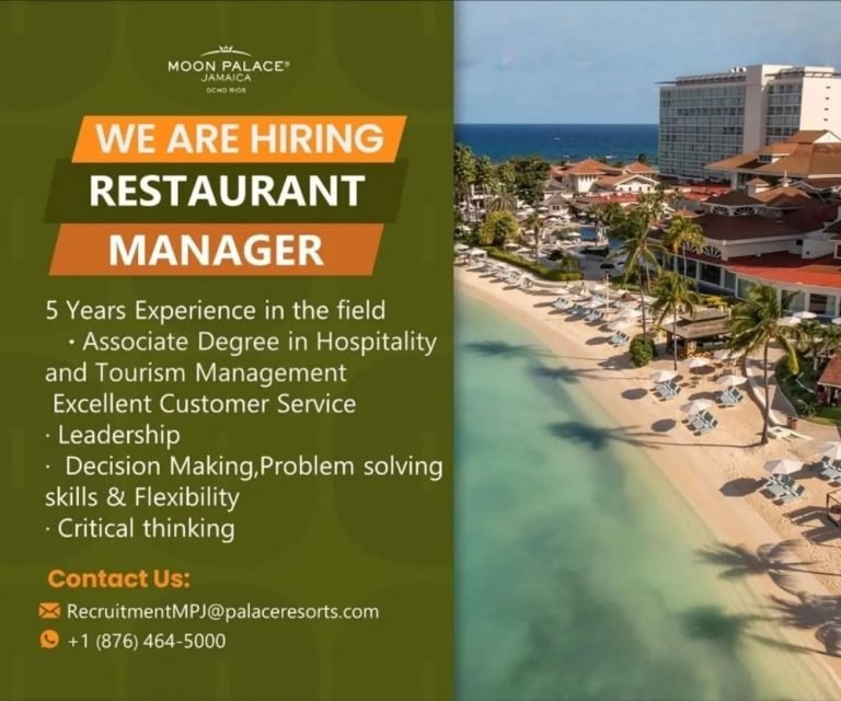 Hiring Now Restaurant Manager at Moon Palace Jamaica