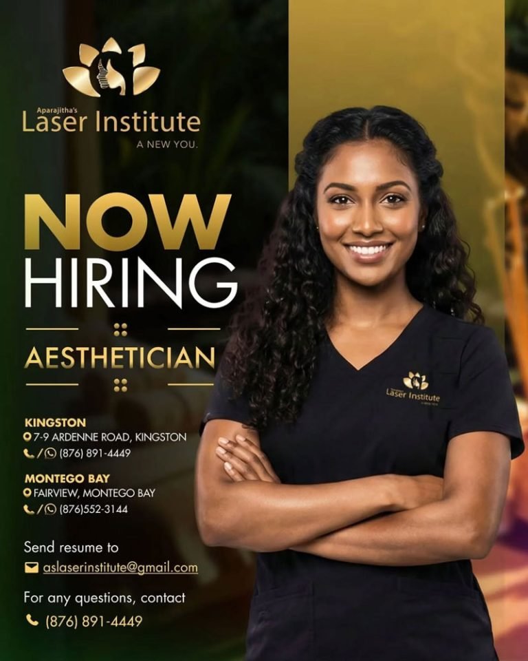 Now Hiring Aesthetician in Kingston & Montego Bay – Aparajitha’s Laser Institute