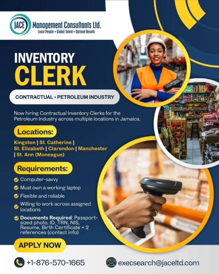 Inventory Clerk Jobs in Jamaica Petroleum Industry JACE Management Consultants