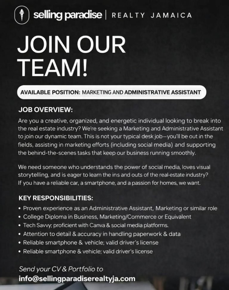 Now Hiring in Jamaica Marketing & Admin Assistant Role