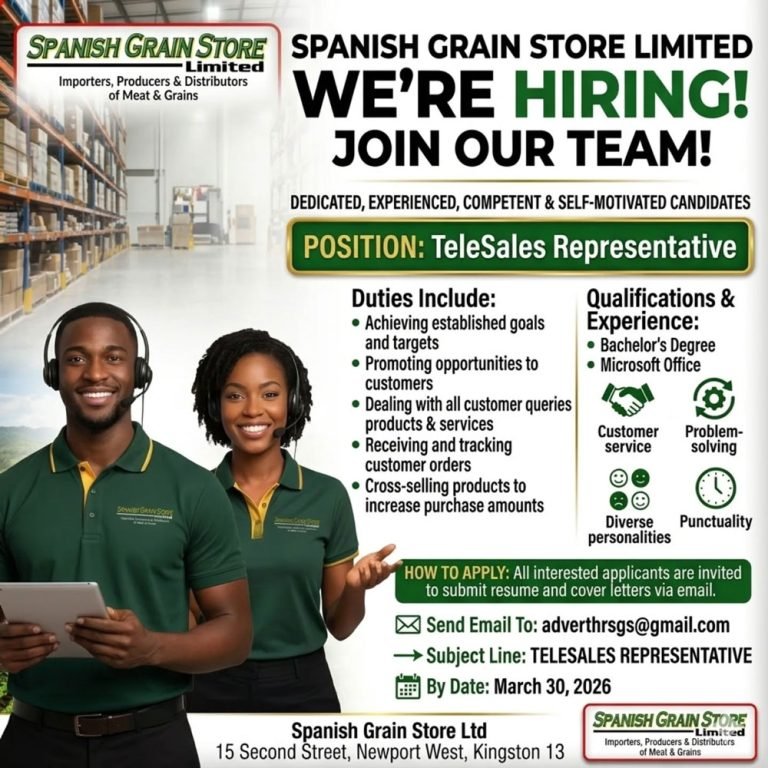 TeleSales Representative Job – Spanish Grain Store Ltd Hiring in Kingston