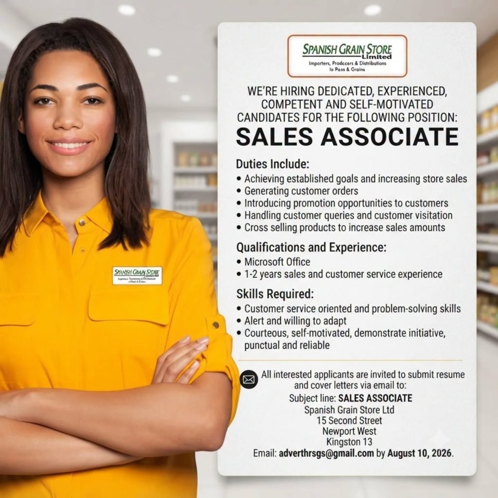 Job advertisement: Spanish Grain Store Hiring Sales Associate