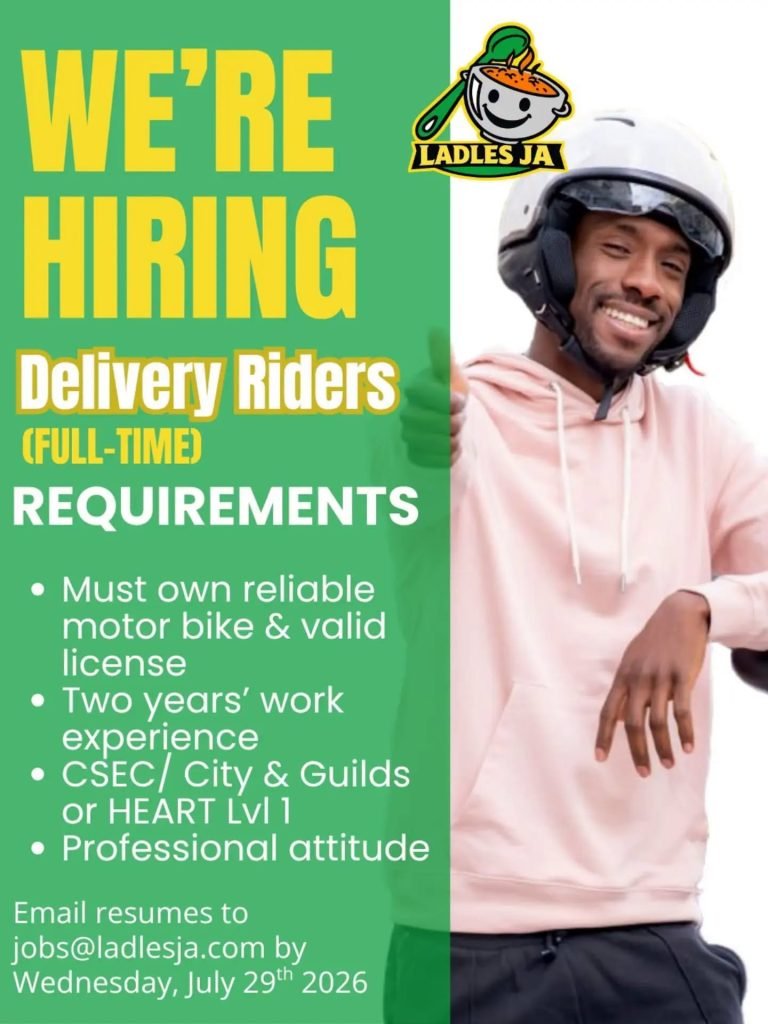 Job advertisement: Ladles JA Is Hiring Delivery Riders