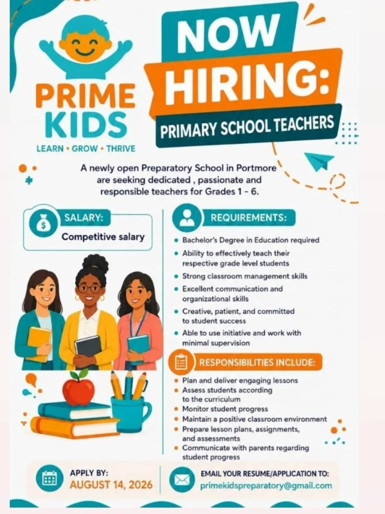 Job advertisement: Prime Kids Preparatory School Is Hiring Primary School Teachers
