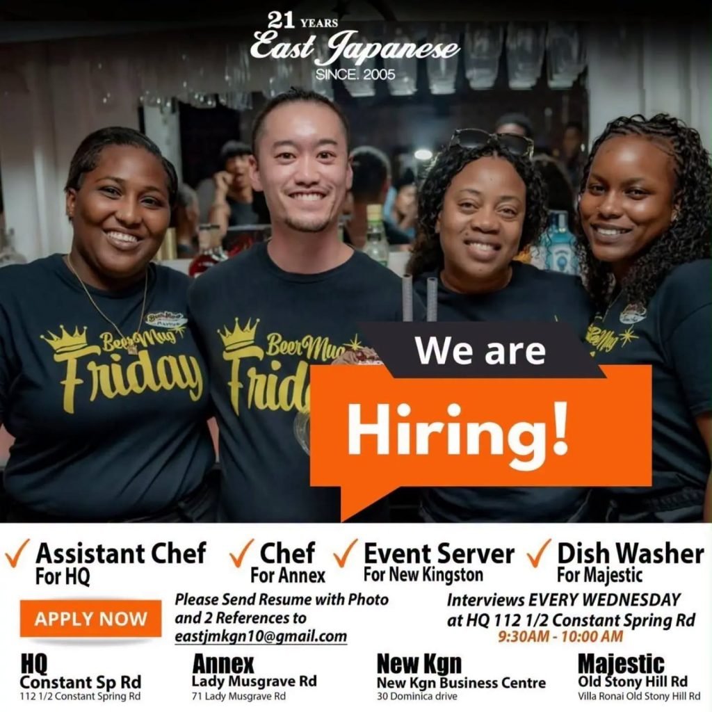 Job advertisement: Restaurant Jobs in Kingston – East Japanese Hiring Now