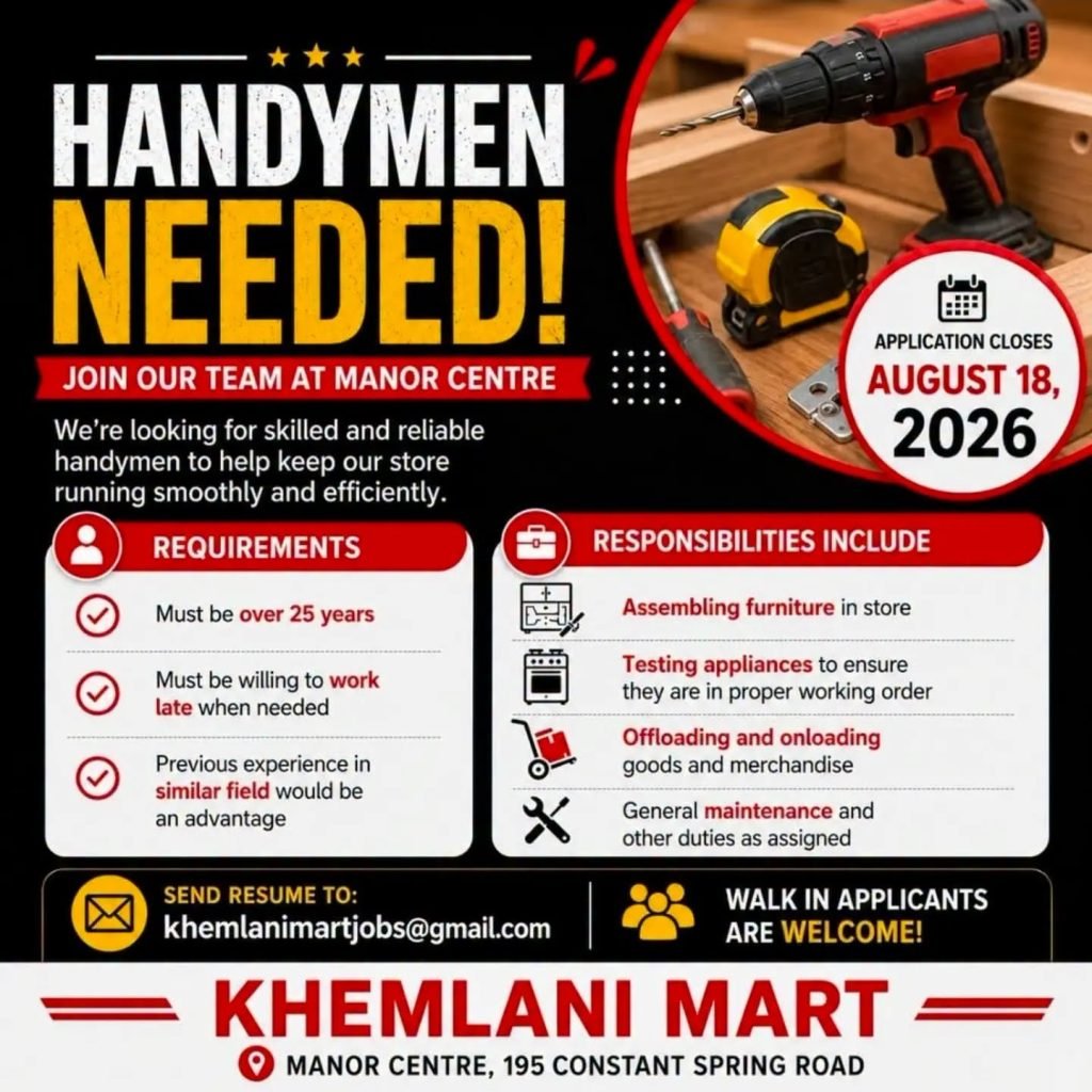 Job advertisement: Handyman Job Vacancy – Khemlani Mart, Manor Centre