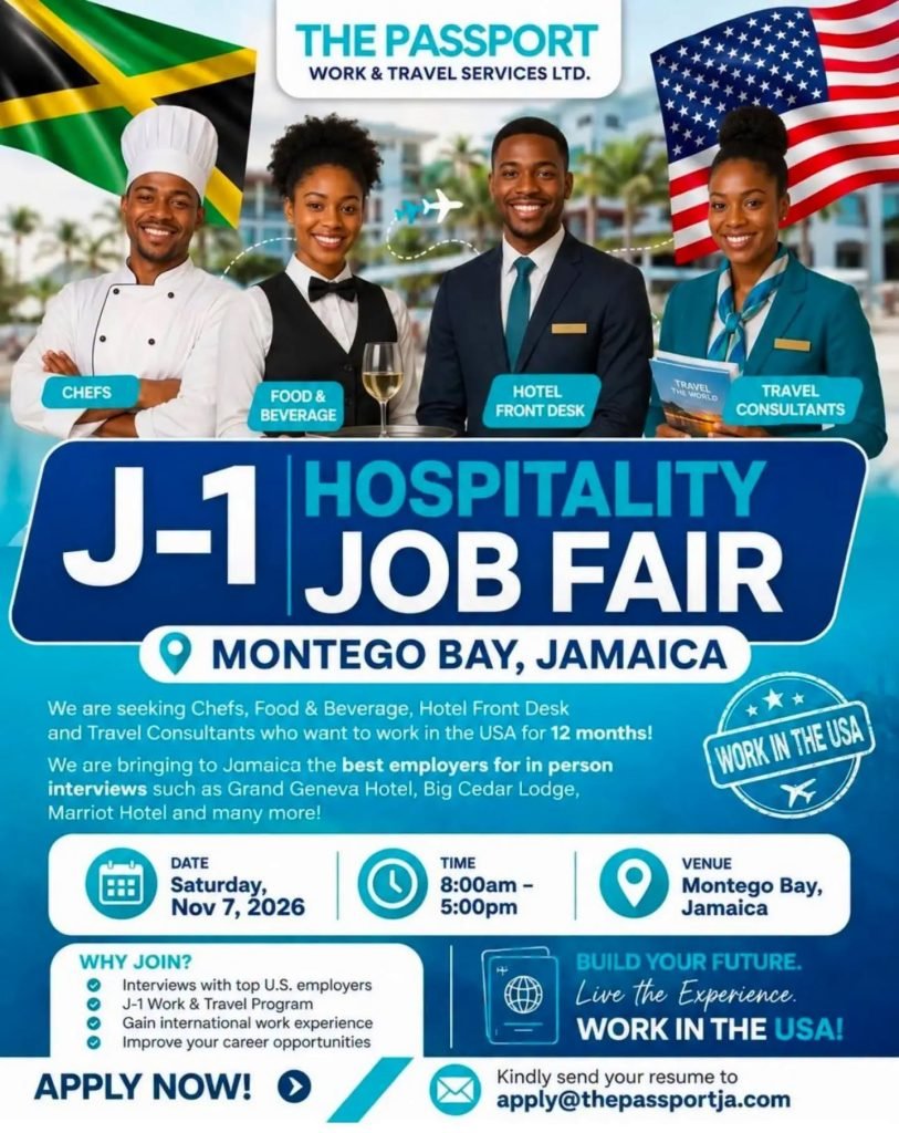 Job advertisement: J-1 Hospitality Job Fair in Montego Bay – Work in the USA