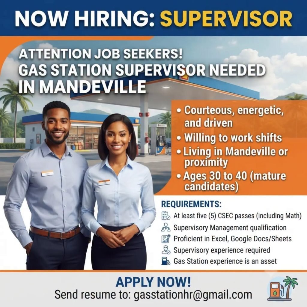 Job advertisement: Gas Station Supervisor Job Vacancy in Mandeville