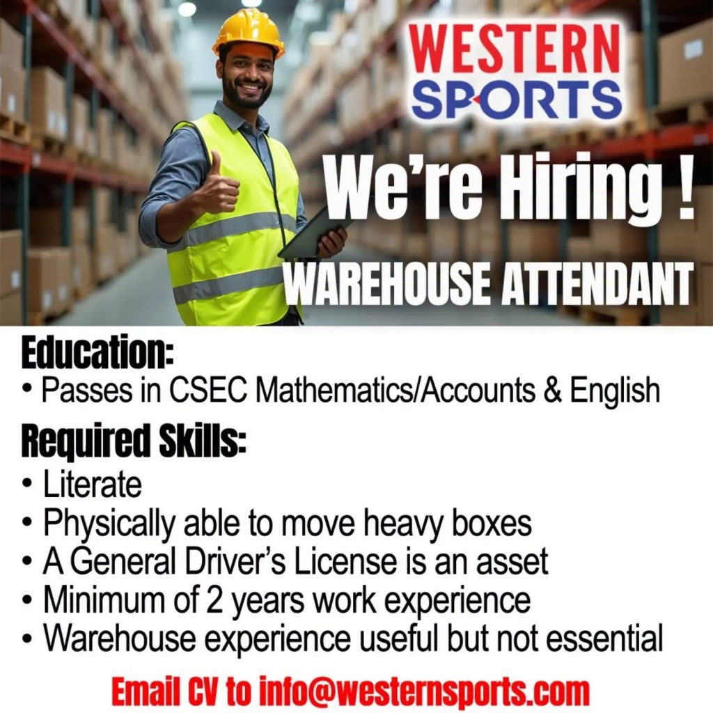 Job advertisement: Western Sports Hiring Warehouse Attendant
