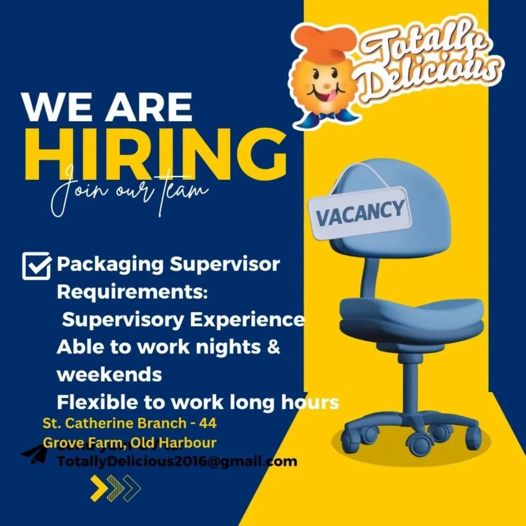 Job advertisement: Packaging Supervisor Vacancy β Totally Delicious