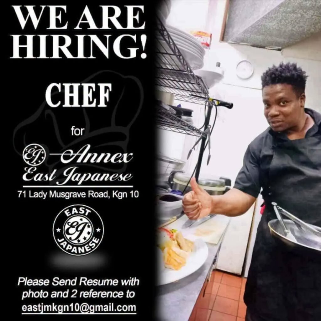 Job advertisement: Chef Job Vacancy at Annex East Japanese in Kingston