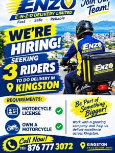 Job advertisement: Delivery Rider Jobs in Kingston – E-N-Z-O Delivery Limited