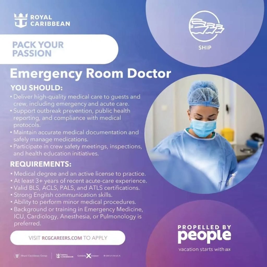 Job advertisement: Emergency Room Doctor Job with Royal Caribbean