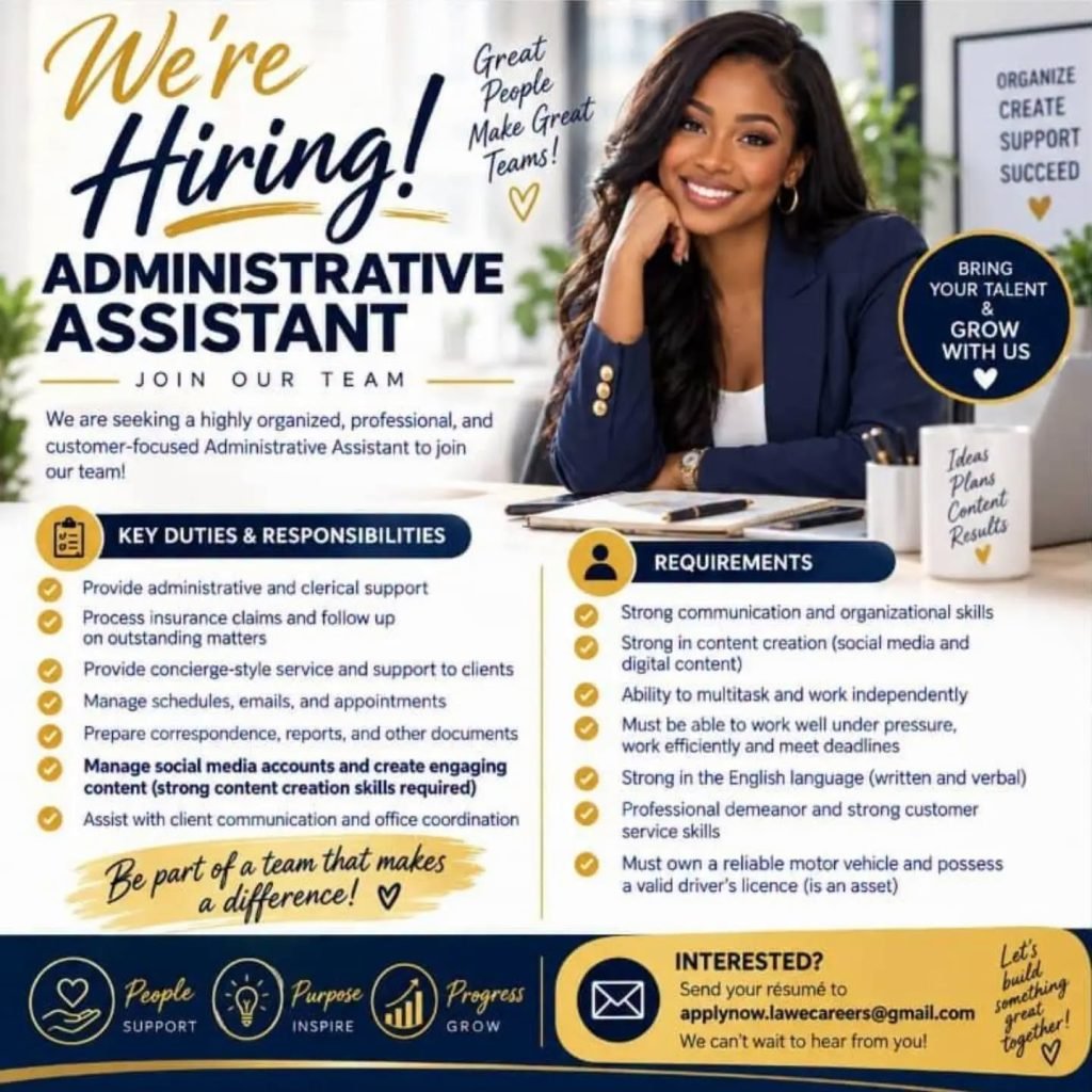 Job advertisement: Administrative Assistant Job Vacancy in Jamaica – Apply Now