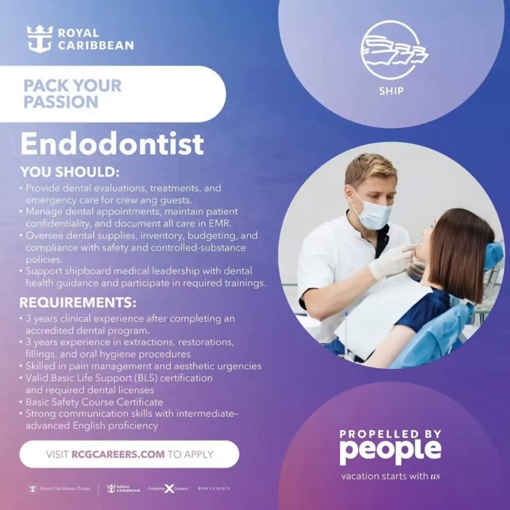 Job advertisement: Endodontist Job with Royal Caribbean