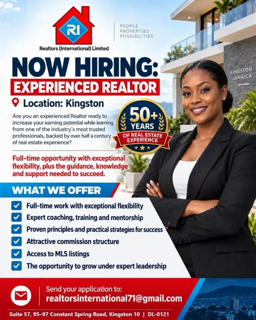 Job advertisement: Experienced Realtor Job Vacancy – Kingston, Jamaica