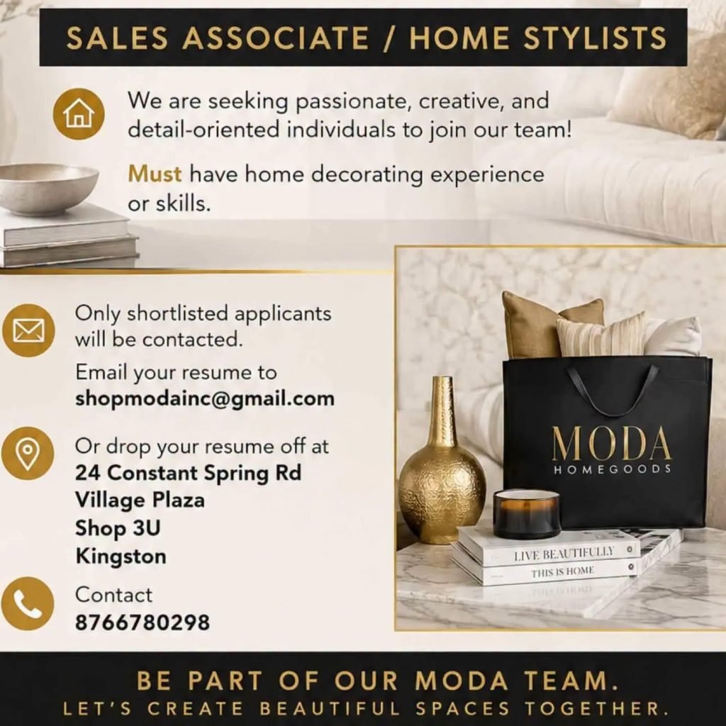 Job advertisement: Sales Associate / Home Stylist Job Vacancy – Kingston