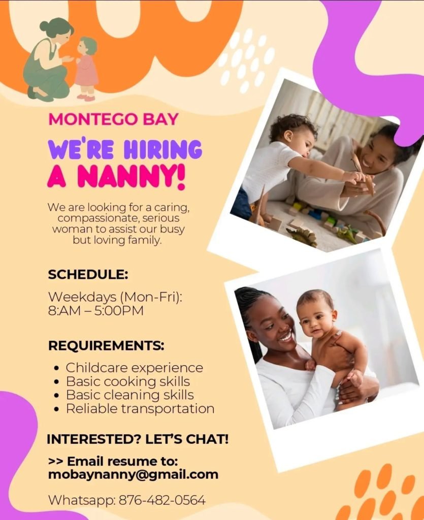 Job advertisement: Nanny Job – Montego Bay, Jamaica