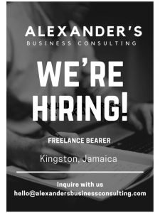 Job advertisement: Freelance Bearer Job in Kingston, Jamaica – Alexander’s Business Consulting