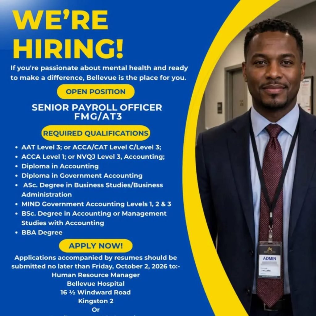 Job advertisement: Bellevue Hospital Hiring Senior Payroll Officer in Kingston