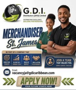 Job advertisement: Merchandiser Job Vacancy in St. James – G.D.I. Distributors
