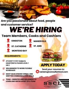 Job advertisement: Team Members, Cooks & Cashiers Job Vacancies Across Jamaica