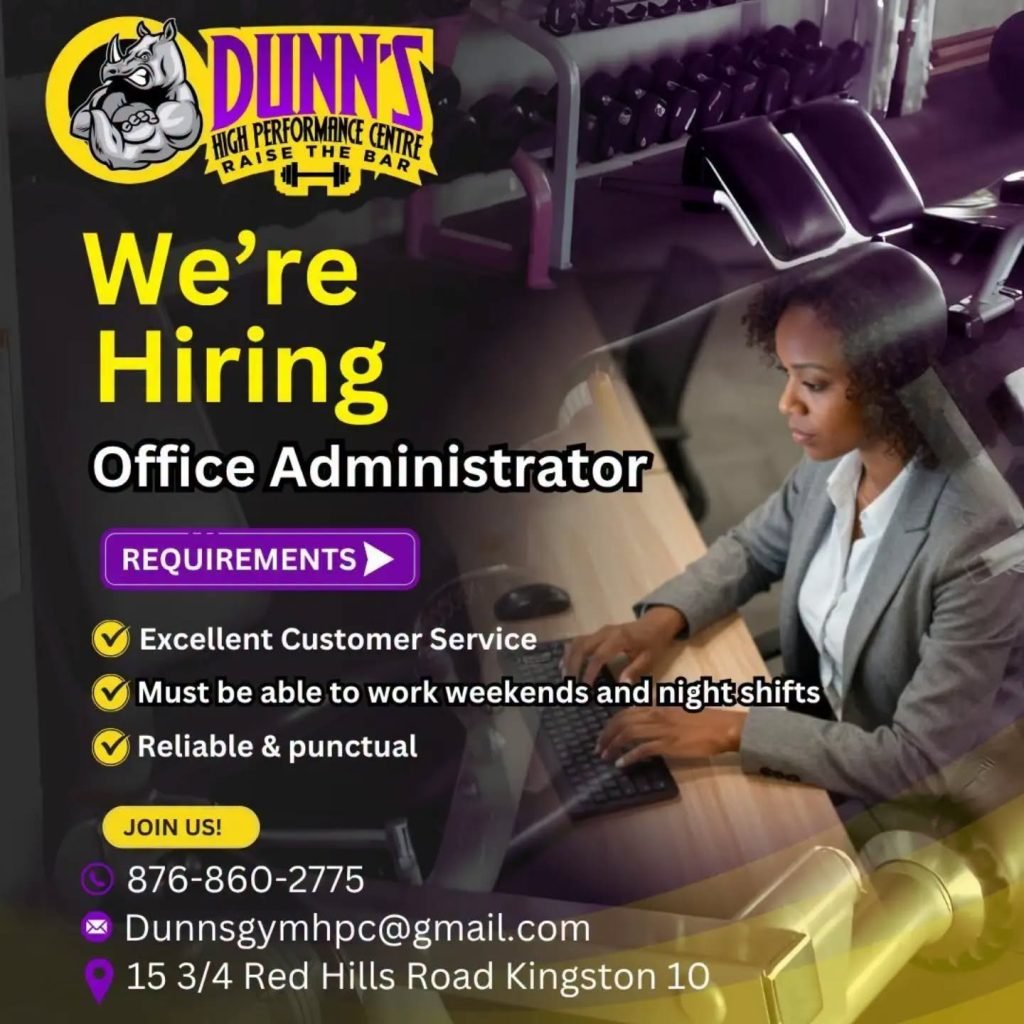 Job advertisement: Office Administrator Job Vacancy at Dunn’s High Performance Centre