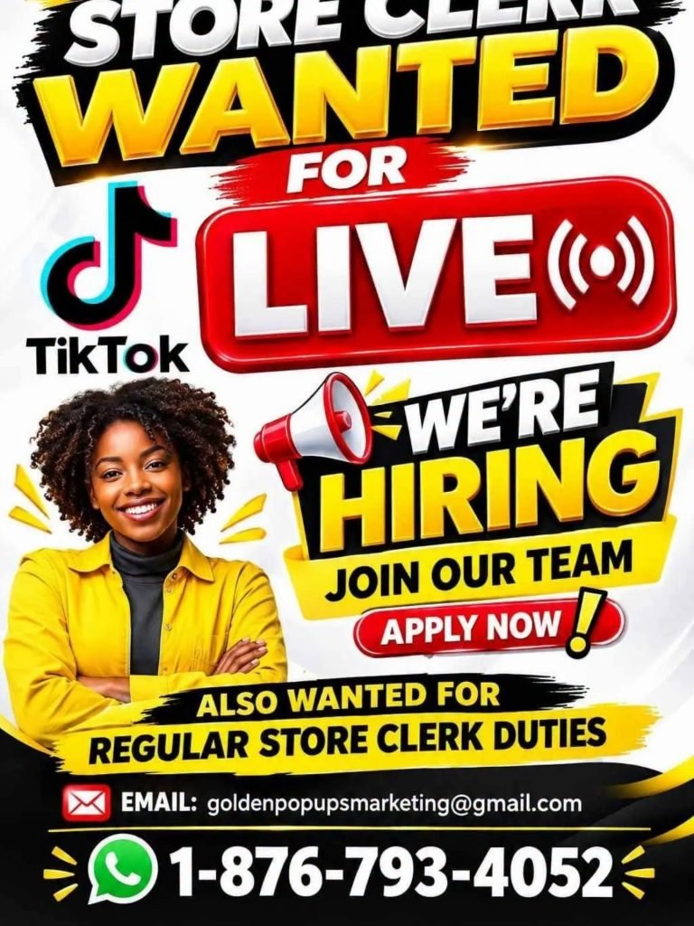 Job advertisement: Store Clerk Wanted for TikTok Live & In-Store Duties
