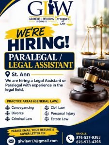 Job advertisement: Paralegal / Legal Assistant Job Vacancy in St. Ann