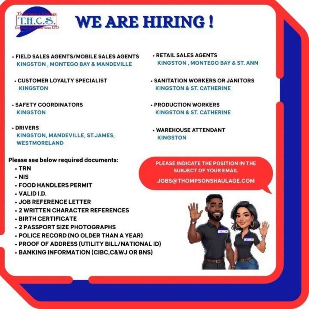 Job advertisement: Multiple Job Vacancies Available Across Jamaica β Apply Now