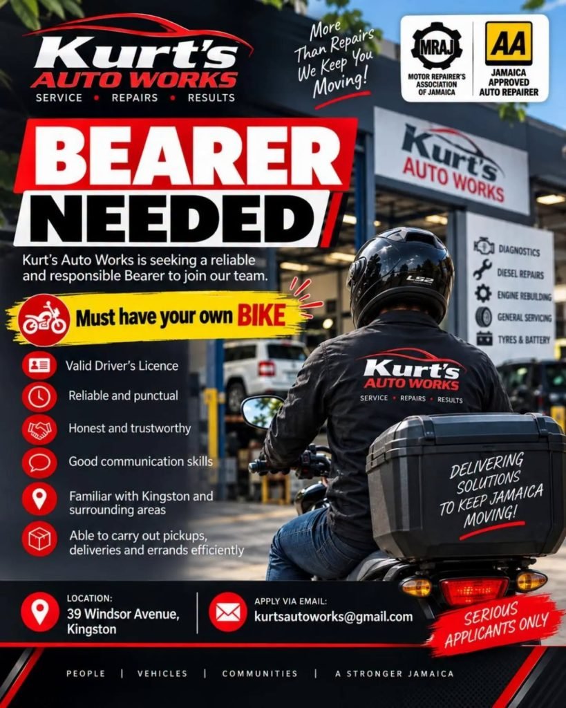Job advertisement: Bearer Needed – Kurt’s Auto Works, Kingston