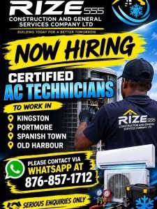 Job advertisement: Certified AC Technicians Needed – Kingston, Portmore, Spanish Town & Old Harbour