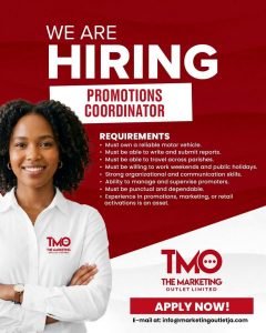Job advertisement: Promotions Coordinator Wanted – Apply Now in Jamaica