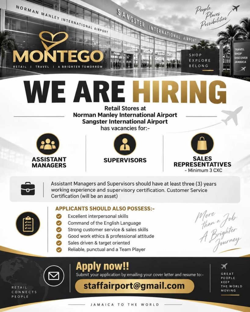 Airport Retail Jobs in Jamaica Montego Retail Vacancies