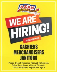 Job advertisement: Azan Supercentre Is Hiring in Kingston, Jamaica