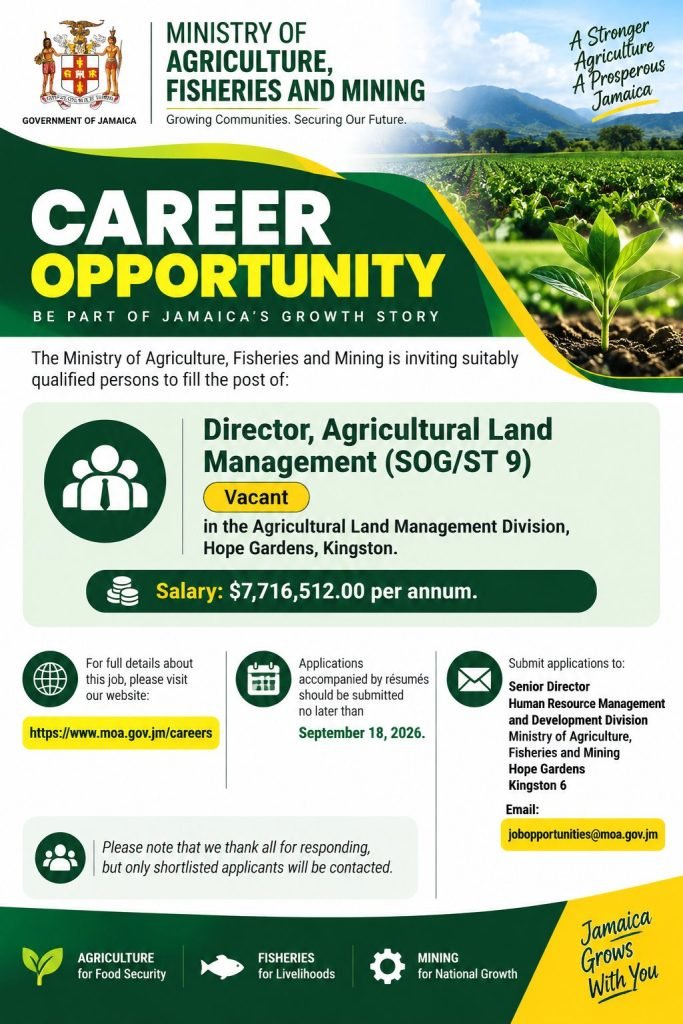 Job advertisement: Director, Agricultural Land Management Vacancy – Ministry of Agriculture