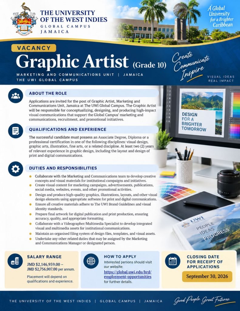 Graphic Artist Job at The UWI Global Campus Jamaica