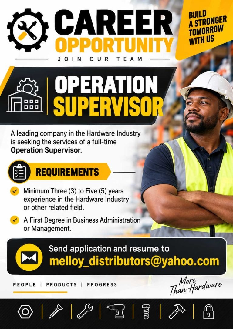 Operation Supervisor Job Vacancy in Jamaica – Hardware Industry