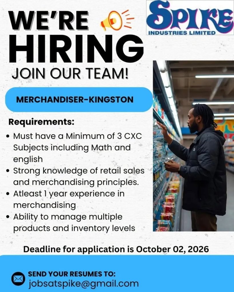 Retail Merchandiser Job Kingston Jamaica – Apply by October 2