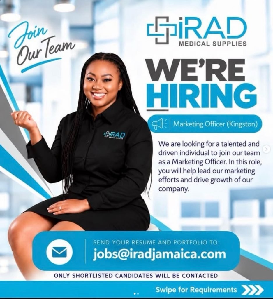 Job advertisement: Marketing Officer Job Vacancy – iRAD Medical Supplies, Kingston, Jamaica