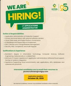 Job advertisement: IT Applications Administrator Job Vacancy – Supreme Ventures Group, Jamaica